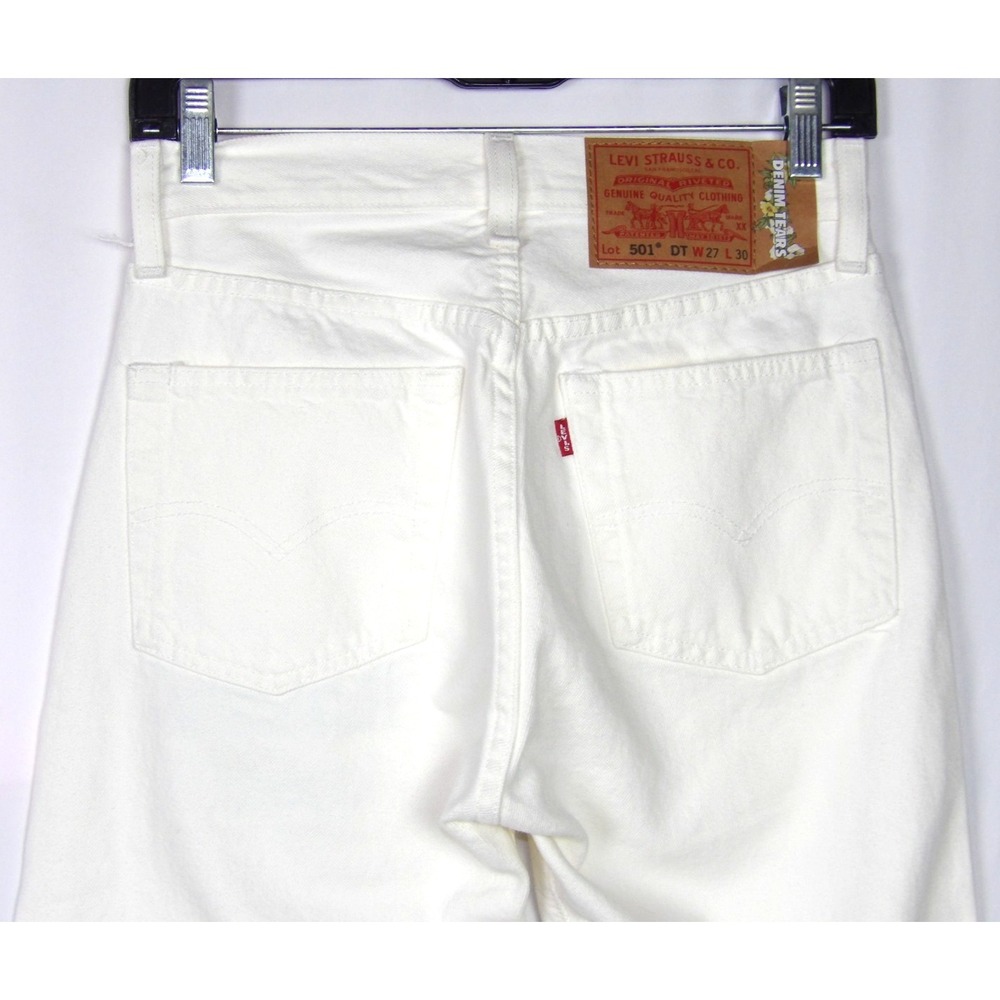 Levi's Button Fly 100% Cotton Big E DENIM TEARS 501 Straight Leg Jeans 27 X 30